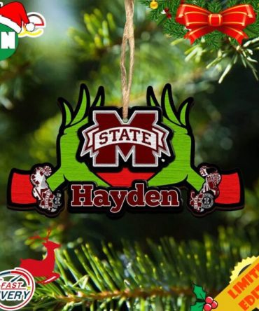 NCAA Mississippi State Bulldogs Grinch Christmas Ornament Personalized Your Name 2023 Christmas Tree Decorations