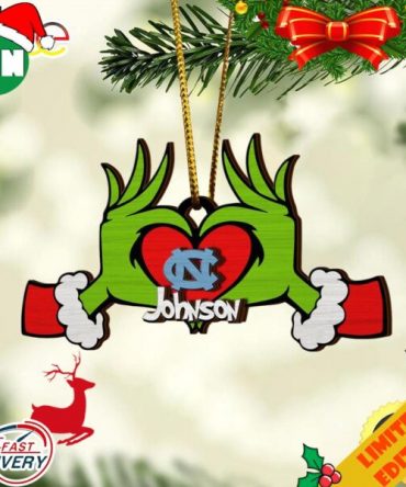 NCAA North Carolina Tar Heels And Grinch Christmas Ornament Custom Your Name 2023 Christmas Tree Decorations
