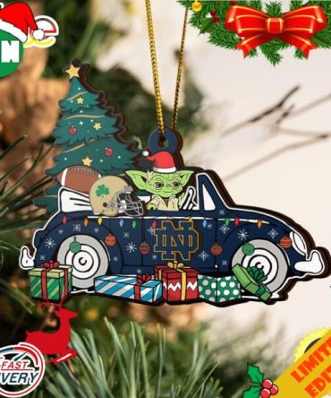 NCAA Notre Dame Fighting Irish And Baby Yoda Christmas Ornament 2023 Christmas Tree Decorations