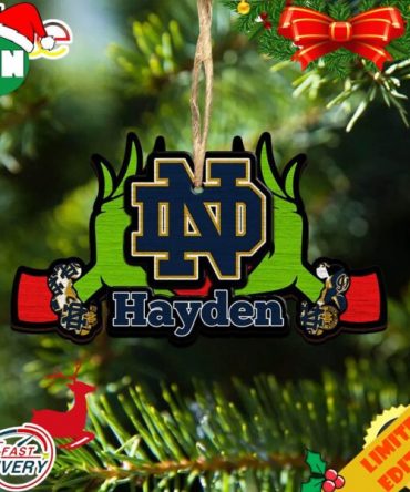 NCAA Notre Dame Fighting Irish Grinch Christmas Ornament Personalized Your Name 2023 Christmas Tree Decorations
