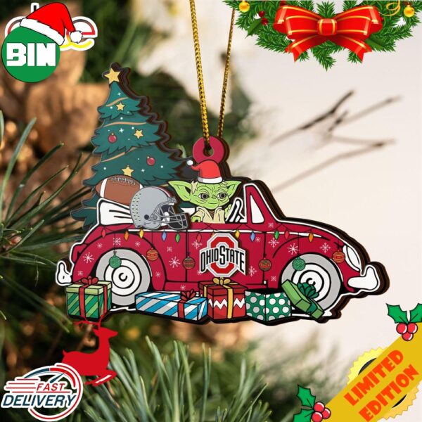 NCAA Ohio State Buckeyes And Baby Yoda Christmas Ornament 2023 Christmas Tree Decorations