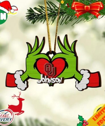 NCAA Oklahoma Sooners And Grinch Christmas Ornament Custom Your Name 2023 Christmas Tree Decorations