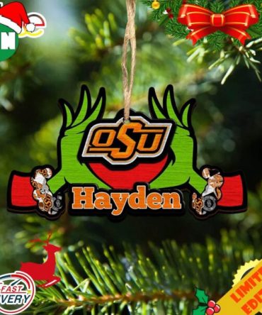 NCAA Oklahoma State Cowboys Grinch Christmas Ornament Personalized Your Name 2023 Christmas Tree Decorations