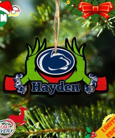 NCAA Penn State Nittany Lions Grinch Christmas Ornament Personalized Your Name 2023 Christmas Tree Decorations