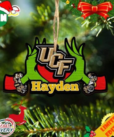 NCAA UCF Knights Grinch Christmas Ornament Personalized Your Name 2023 Christmas Tree Decorations