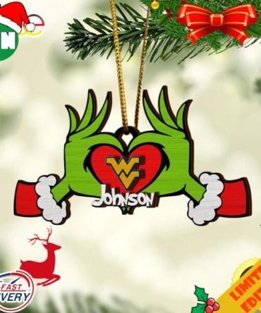 NCAA West Virginia Mountaineers And Grinch Christmas Ornament Custom Your Name 2023 Christmas Tree Decorations