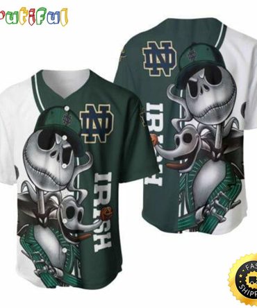 NCAA Notre Dame Fighting Irish Jack Skellington Baseball Jersey