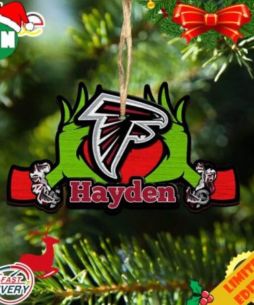NFL Atlanta Falcons Grinch Christmas Ornament Personalized Your Name 2023 Christmas Tree Decorations