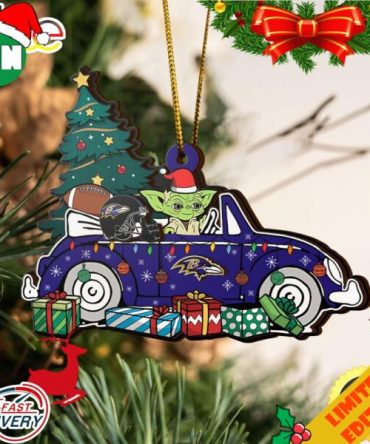 NFL Baltimore Ravens And Baby Yoda Christmas Ornament 2023 Christmas Tree Decorations