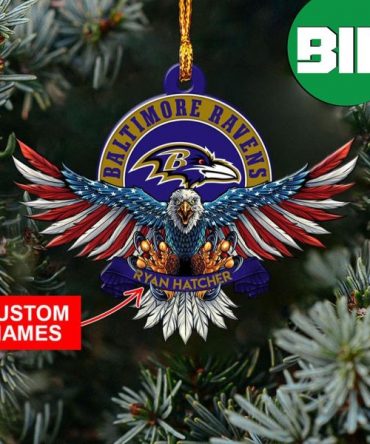 NFL Baltimore Ravens Xmas x American US Eagle Personalized Name Christmas Tree Decorations Ornament