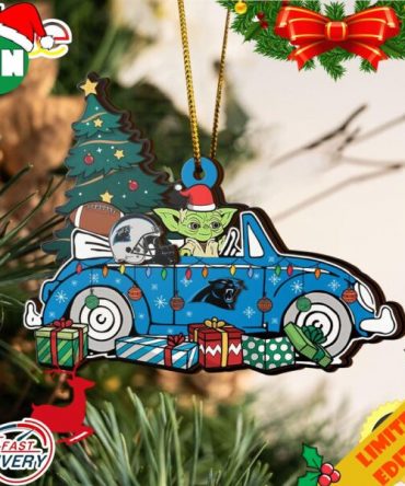 NFL Carolina Panthers And Baby Yoda Christmas Ornament 2023 Christmas Tree Decorations