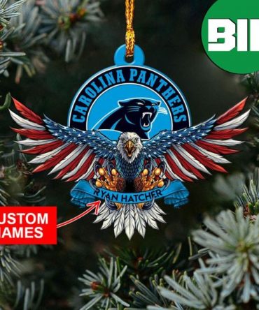 NFL Carolina Panthers Xmas Ornament American US Eagle Personalized Name Christmas Tree Decorations