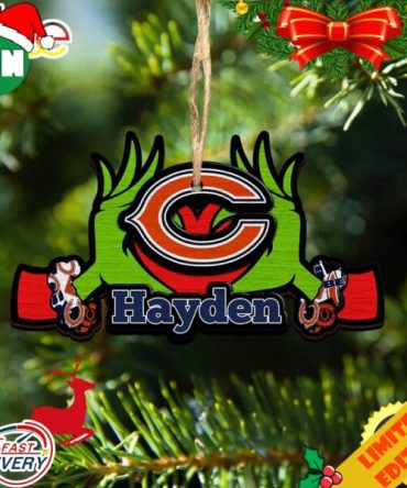 NFL Chicago Bears Grinch Christmas Ornament Personalized Your Name 2023 Christmas Tree Decorations