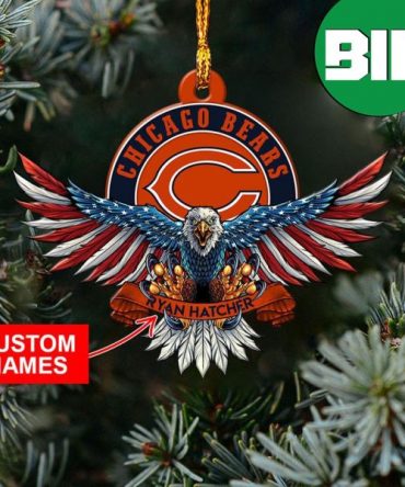 NFL Chicago Bears Xmas American US Eagle Custom Name Christmas Tree Decorations Ornament