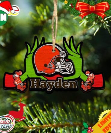 NFL Cleveland Browns Grinch Christmas Ornament Personalized Your Name 2023 Christmas Tree Decorations