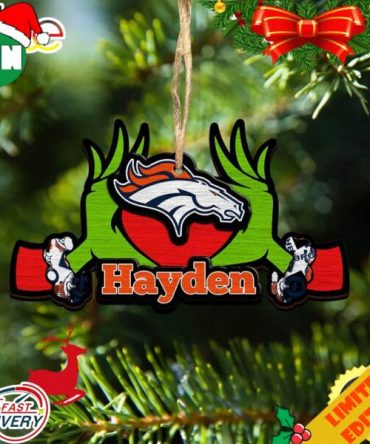 NFL Denver Broncos Grinch Christmas Ornament Personalized Your Name 2023 Christmas Tree Decorations