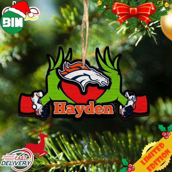 NFL Denver Broncos Grinch Christmas Ornament Personalized Your Name 2023 Christmas Tree Decorations