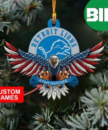 NFL Detroit Lions Xmas Gift For Tree Decorations US American Eagle Custom Name Ornament