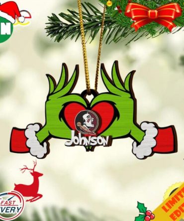 NFL Florida State Seminoles And Grinch Xmas Ornament Custom Your Name 2023 Christmas Tree Decorations