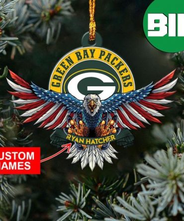 NFL Green Bay Packers Xmas Gift For Fans US American Eagle Custom Name Christmas Ornament