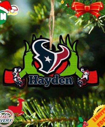 NFL Houston Texans Grinch Christmas Ornament Personalized Your Name 2023 Christmas Tree Decorations