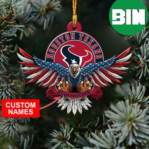 NFL Houston Texans Xmas Gift For Fans Christmas Tree Decorations US Eagle Custom Name Ornament