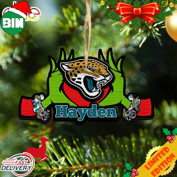 NFL Jacksonville Jaguars Grinch Christmas Ornament Personalized Your Name 2023 Christmas Tree Decorations