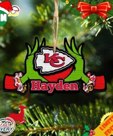 NFL Kansas City Chiefs Grinch Christmas Ornament Personalized Your Name 2023 Christmas Tree Decorations