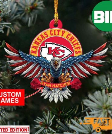 NFL Kansas City Chiefs Xmas Christmas Gift Tree Decorations US Eagle Personalized Name Ornament