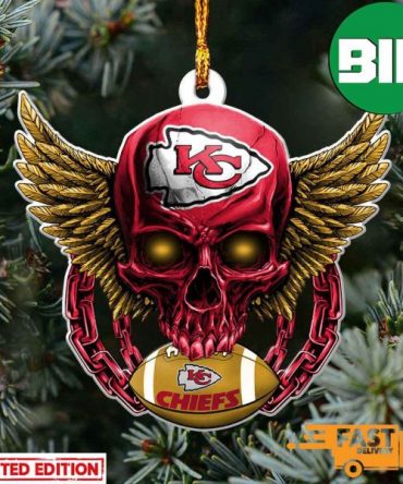 NFL Kansas City Chiefs Xmas Skull Christmas Tree Decorations Ornament