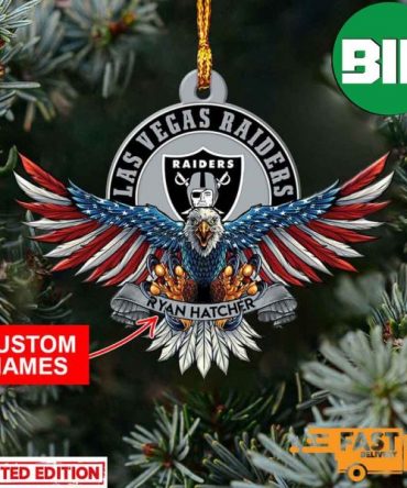 NFL Las Vegas Raiders Xmas American US Eagle Personalized Name Tree Decorations Ornament