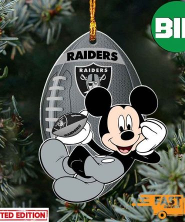 NFL Las Vegas Raiders Xmas Mickey Custom Name Christmas Tree Decorations Ornament