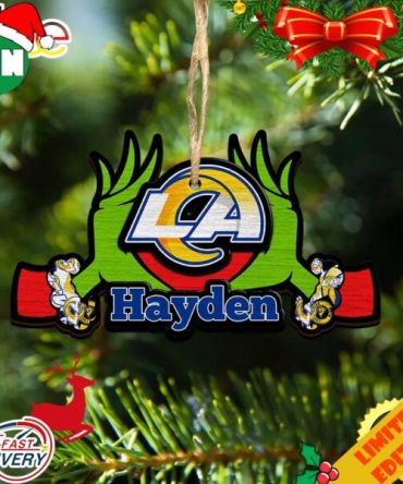 NFL Los Angeles Rams Grinch Christmas Ornament Personalized Your Name 2023 Christmas Tree Decorations