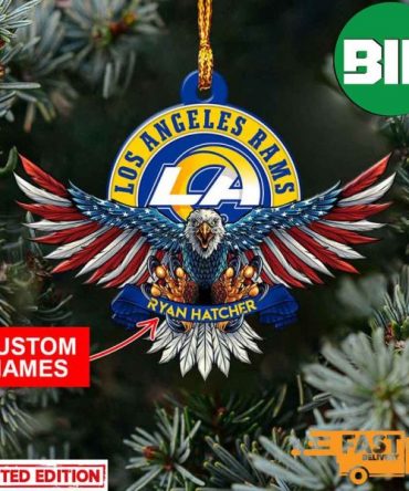 NFL Los Angeles Rams Xmas American US Eagle Personalized Name Christmas Tree Decorations Ornament