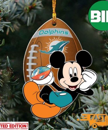 NFL Miami Dolphins Xmas Mickey Custom Name For Fans Ornament