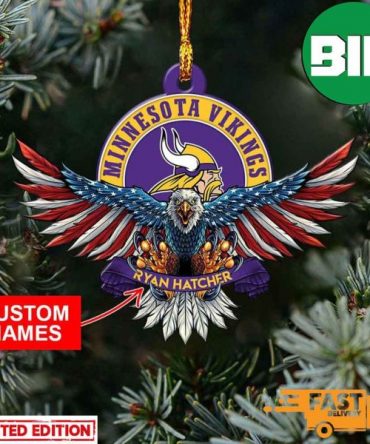 NFL Minnesota Vikings Xmas American US Eagle Personalized Name Ornament