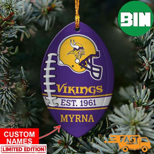 NFL Minnesota Vikings Xmas Custom Name Pine Tree Decorations Ornament