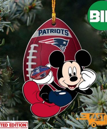 NFL New England Patriots Xmas Mickey Custom Name Ornament