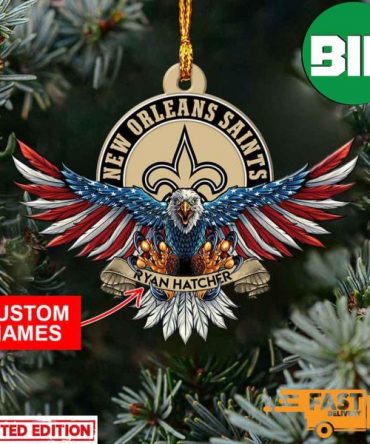 NFL New Orleans Saints Xmas American US Eagle Personalized Name Ornament