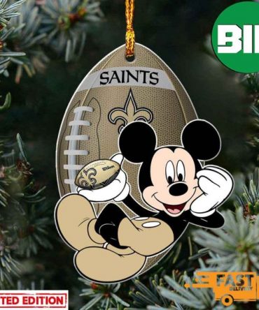 NFL New Orleans Saints Xmas Mickey Custom Name Ornament