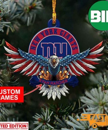 NFL New York Giants Xmas American US Eagle Personalized Name Ornament