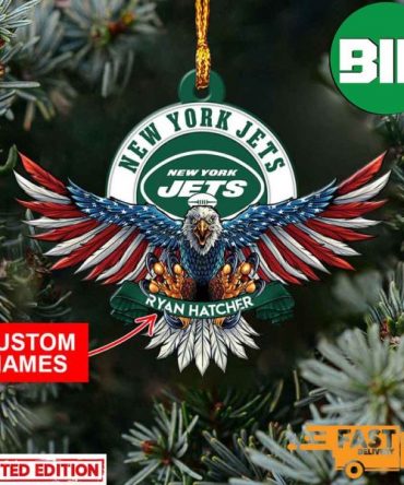 NFL New York Jets Xmas Gift For Fans American US Eagle Personalized Name Ornament