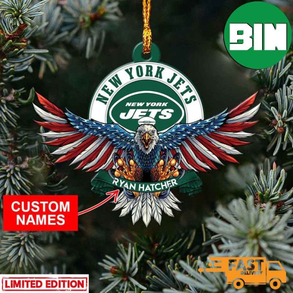 NFL New York Jets Xmas Gift For Fans American US Eagle Personalized Name Ornament