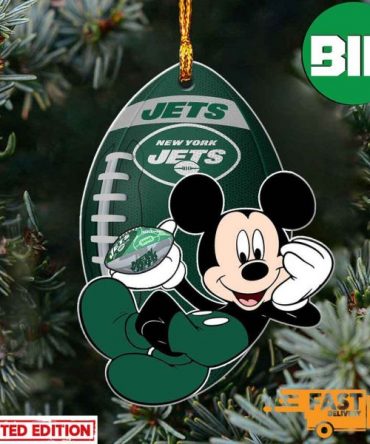 NFL New York Jets Xmas Mickey Custom Name Christmas Gift For Fans Ornament
