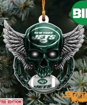 NFL New York Jets Xmas Skull Christmas Gift For Fans Ornament