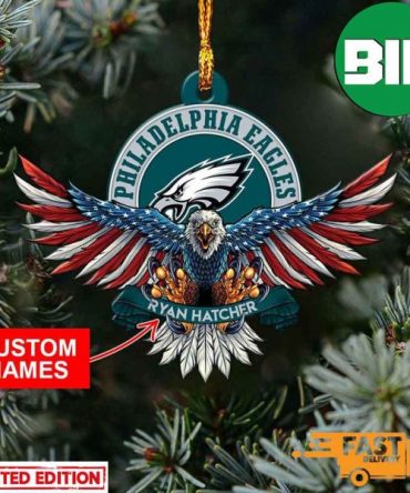 NFL Philadelphia Eagles Xmas American US Eagle Personalized Name Ornament