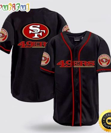 NFL San Francisco 49ers Baseball Jersey Symbol American Football Team Red Black Jersey Shirt
