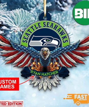 NFL Seattle Seahawks Xmas American US Eagle Personalized Name Ornament