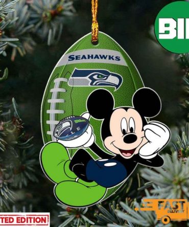 NFL Seattle Seahawks Xmas Mickey Custom Name Christmas Gift Tree Decorations Ornament