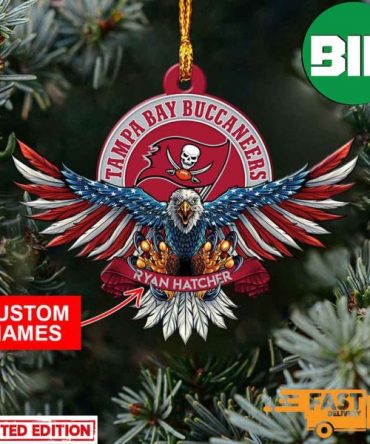 NFL Tampa Bay Buccaneers Xmas American US Eagle Personalized Name Ornament